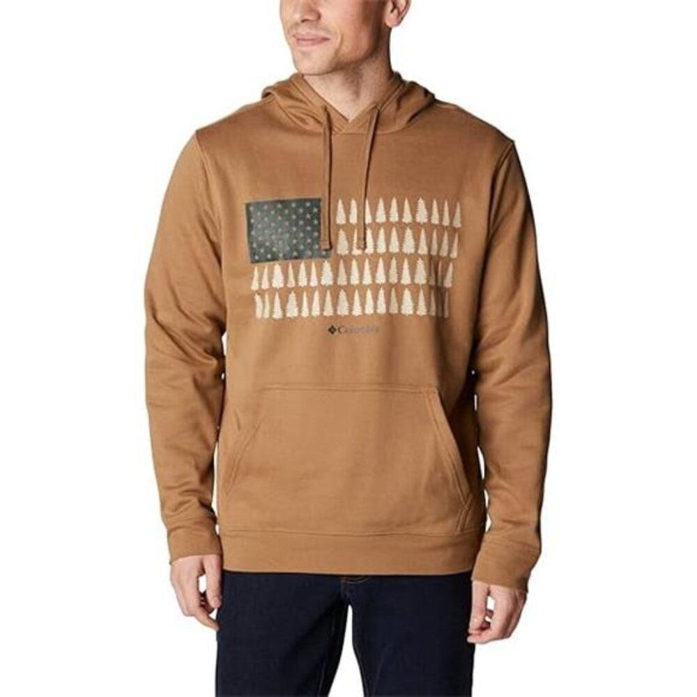 Columbia Mens Trek Graphic Hoodie Delta/Treestriped Flag, XX-Large light weight